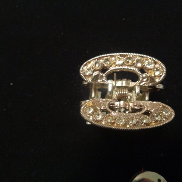 OLD & EARLY 1900S LADEL CLASP BOBBIN BEJEWELED METAL HAIR CLIP LOT - Picture 9 of 11